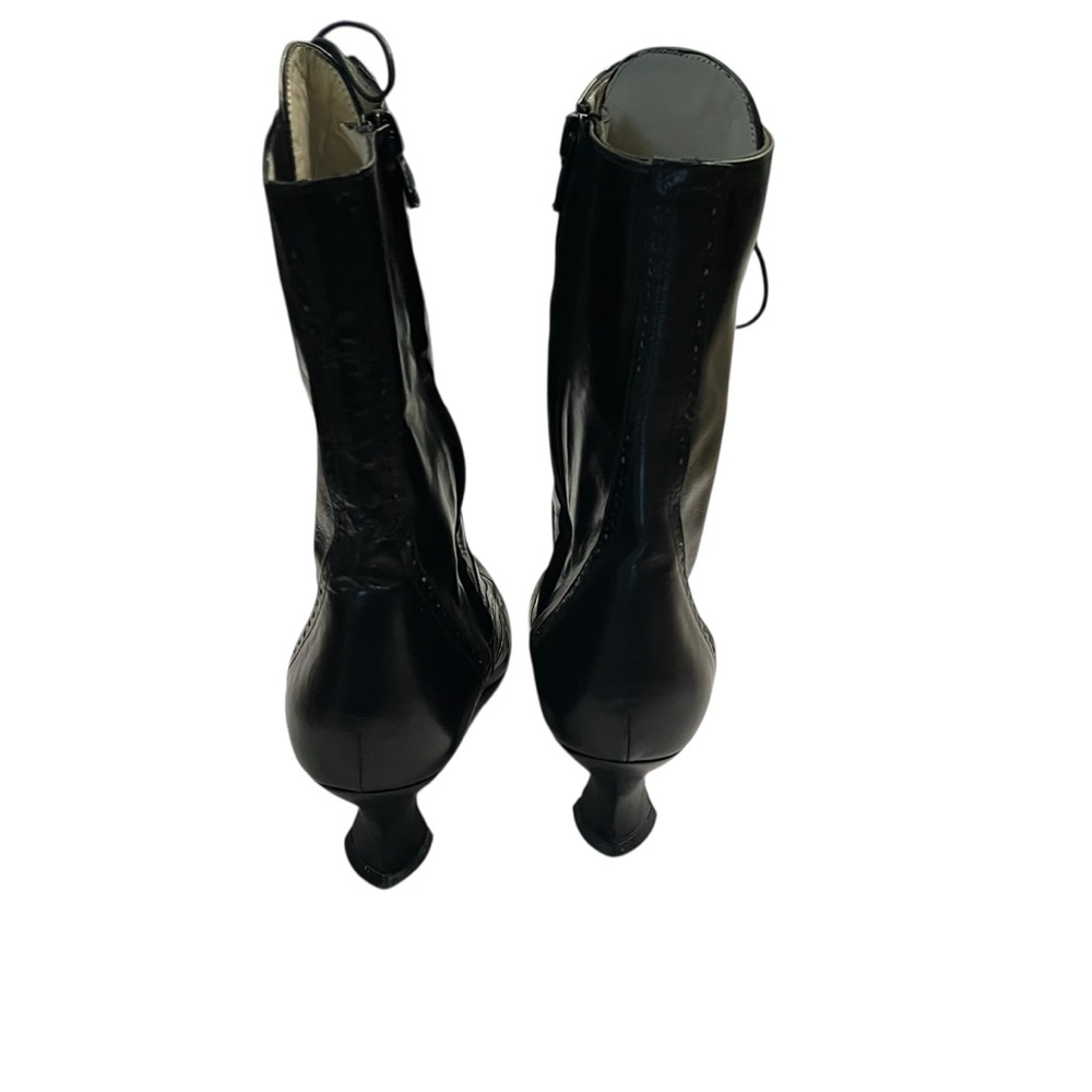 Kenneth Cole Black Leather Lace-Up Victorian Oxford Boots Made in Spain 90s Y2K - Picture 4 of 16